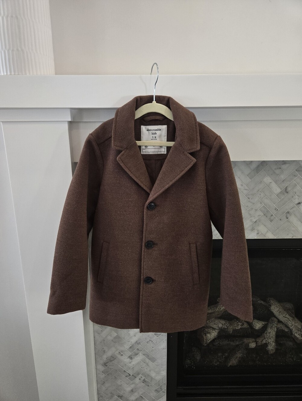 abercrombie kids brown Pea coat 7/8